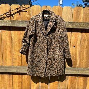Adyson Parker Women's Cheetah Button Coat size large fall winter animal print‎